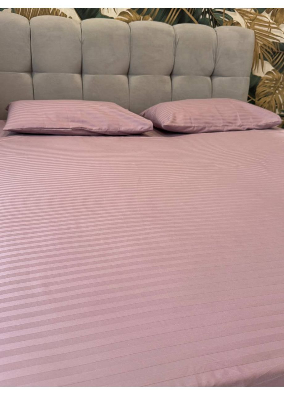 Комплект постельного белья евро размер No Brand беж страйп (370864769)