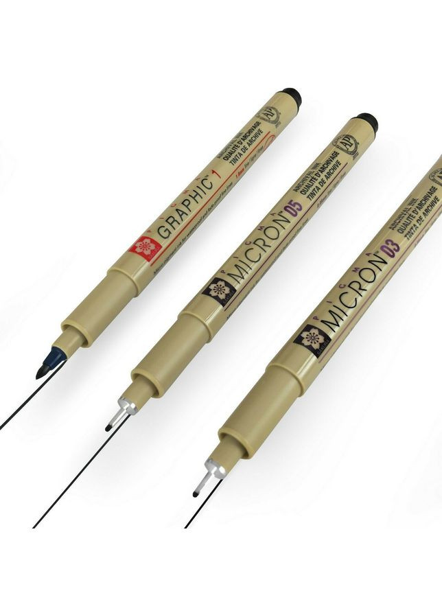 Набор лайнеров PIGMA MICRON 2шт (0.3/0.5) +1 линер-маркер Pigma Graphic В ПОДАРОК Sakura (371651994)