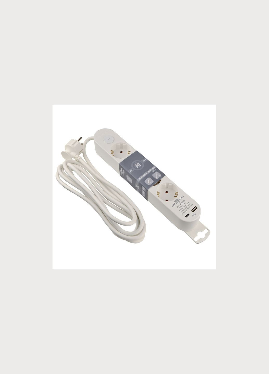 Сетевой фильтр-удлинитель 4 гнезда 3м с з/к USB+Type C с выключателем [ECO019001005] Ornat Аско-Укрем (337144544)