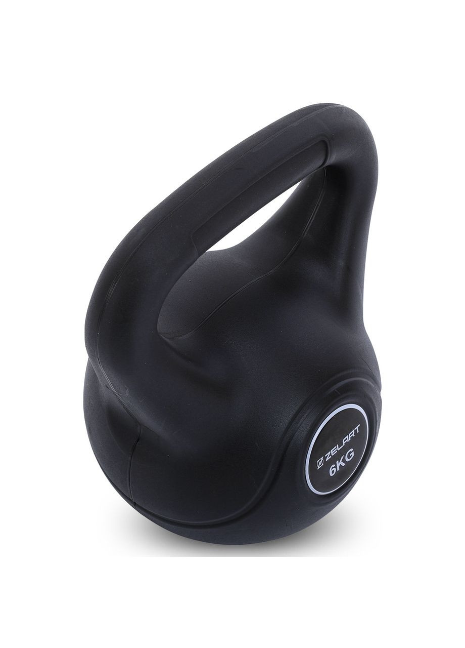 Гиря тренувальна цільна пластикова TA-5427-6 6кг (наповнення цемент, чорний) Zelart (361439014)