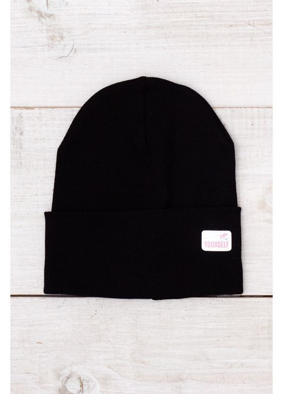 Демісезонна однотонна шапка для дівчинки з відворотом (p-18047) Носи своє (366571015)