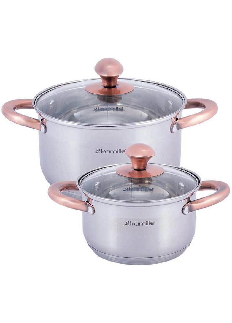 Набор 2 кастрюли Catalin 1.5л, 3л из нержавеющей стали с мерной шкалой Kamille (330017310)
