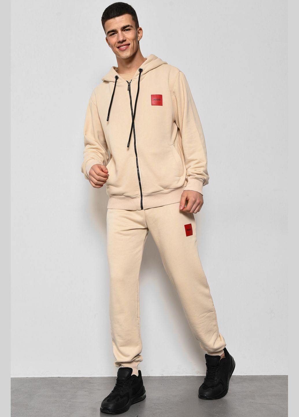 Бежевий демісезонний спортивний костюм чоловічій бежевого кольору з шортами Let's Shop