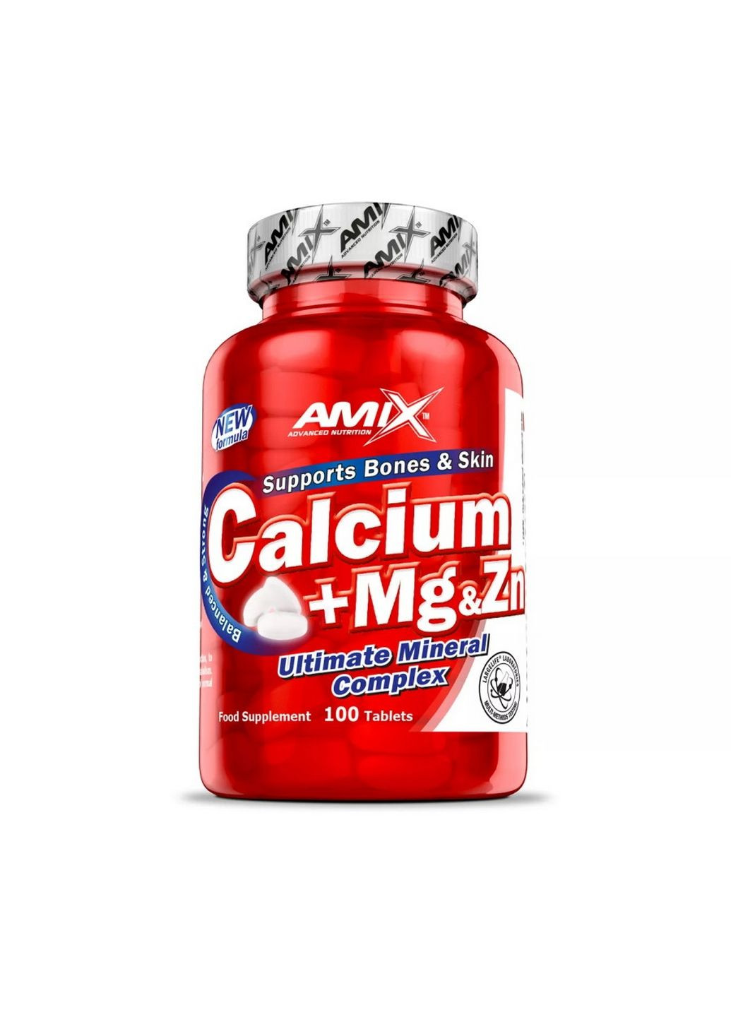 Вітаміни та мінерали Calcium + Mg and Zn, 100 таблеток Amix Nutrition (293342674)