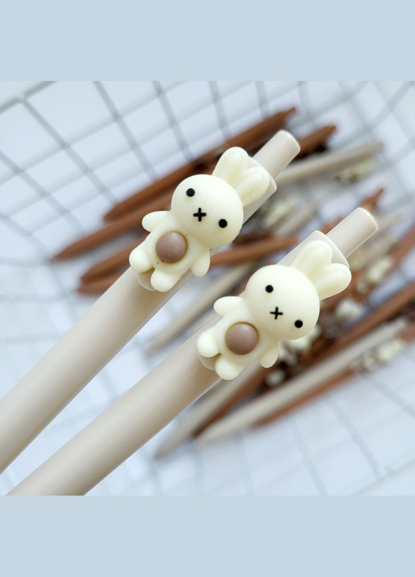 Гелевая ручка в корейском стиле с объемной фигуркой белый кролик черная гелевая паста сменный стержень No Brand (320916882)