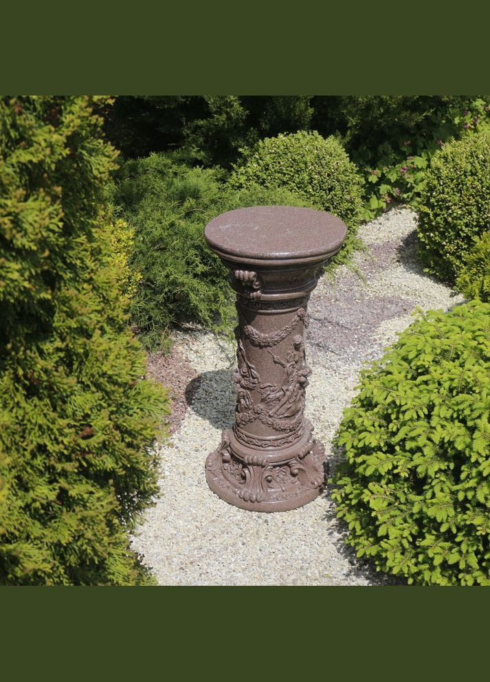Садова скульптура Колона кругла з ангелами червоний граніт 81х39х39 см (ССПГ000031 ) Гранд Презент (285720635)