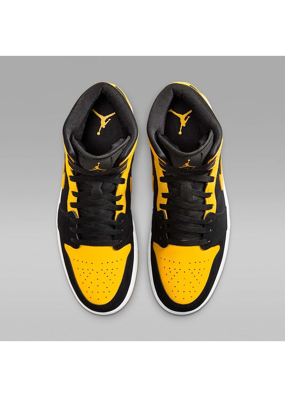 Цветные демисезонные кроссовки 1 mid se black/yellow hj6654-071 Air Jordan
