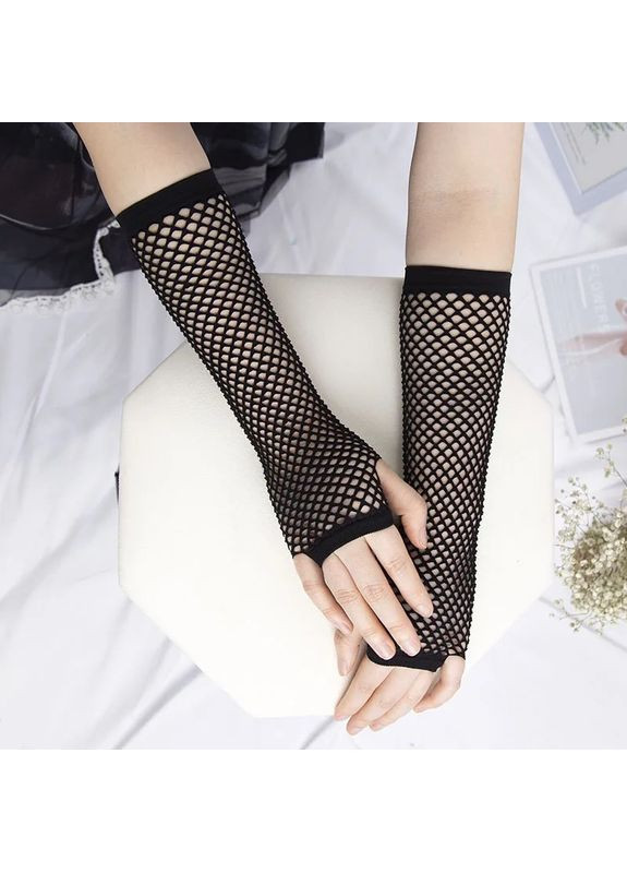 Рукавички в сітку мітенки без пальців чорні (MITset-bl) No Brand (356676124)