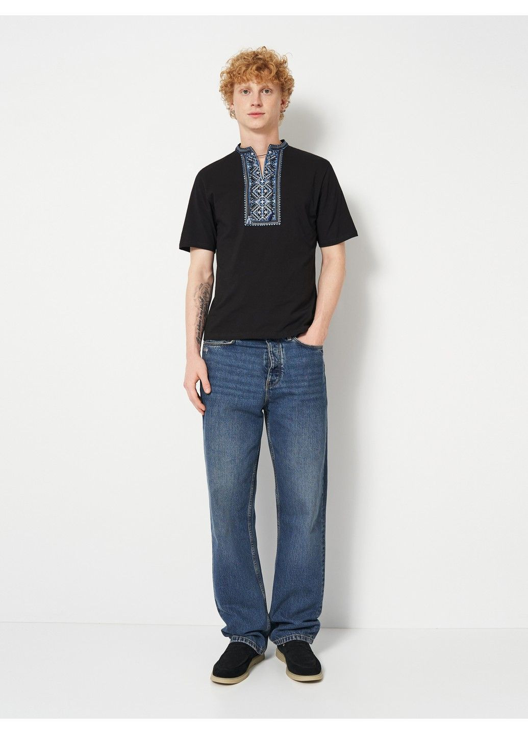 Чорна чоловіча вишиванка карпатська голуба на чорному Lesia (341326247)