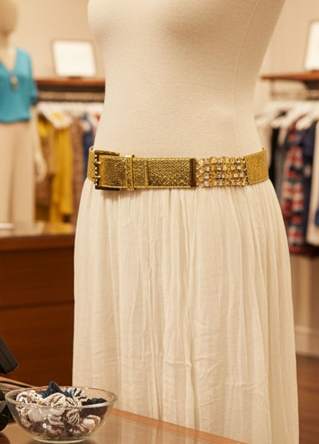 Женский широкий вечерний пояс Золотой Manufac (364315622)