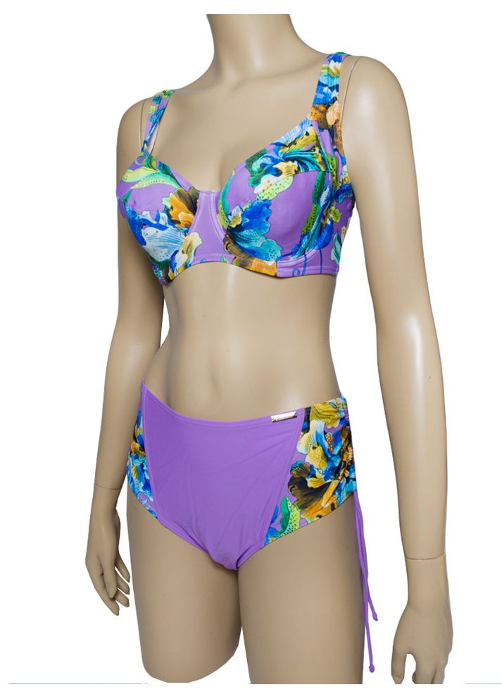 Сиреневый летний женский раздельный купальник на большую грудь с мягкой чашкой d и е модель 0340 арт.24312 раздельный Rivage Line