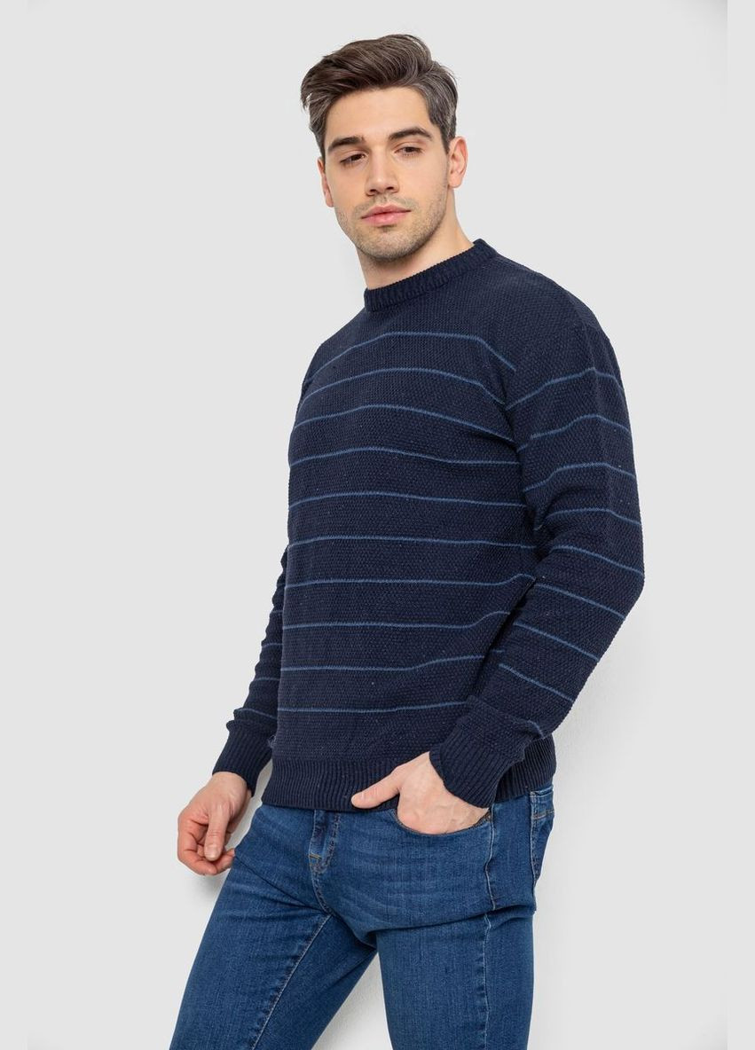 Темно-синій зимовий светр чоловічий в смужку Ager 161R1057
