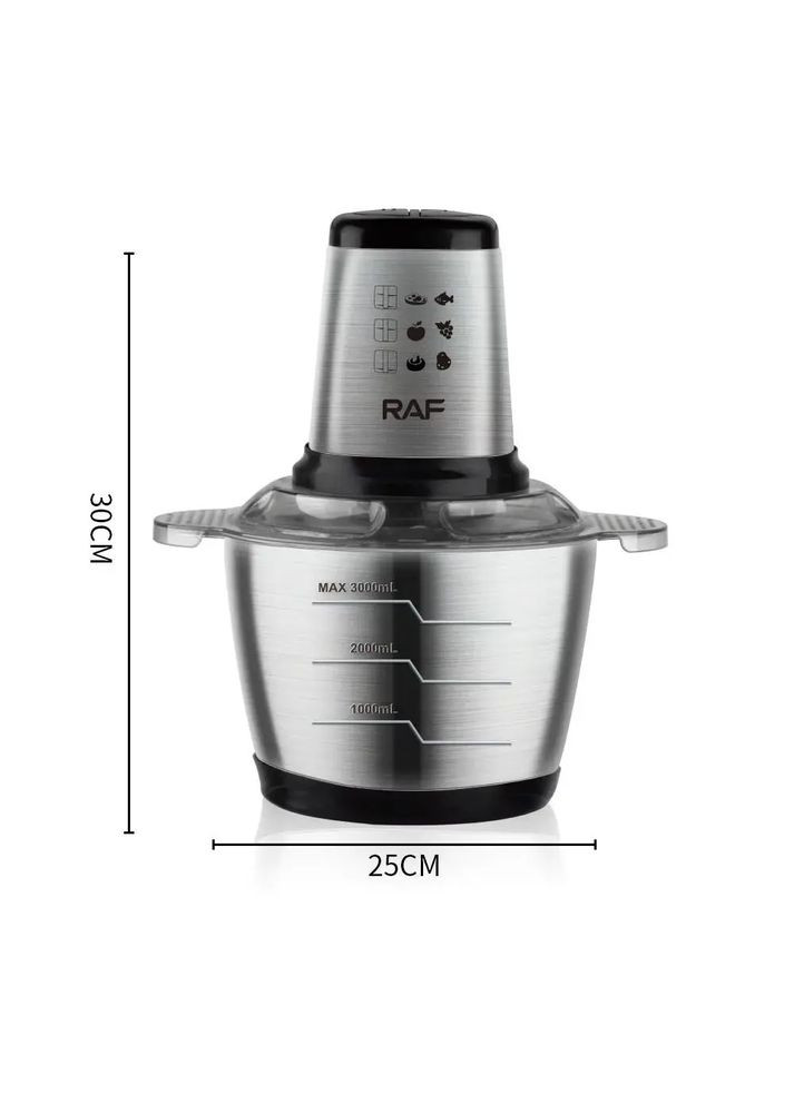 Блендер електричний металева чаша, 2 режими, 4 ножі, 300 Ватт, 3 літри R-7031 RAF (363831667)