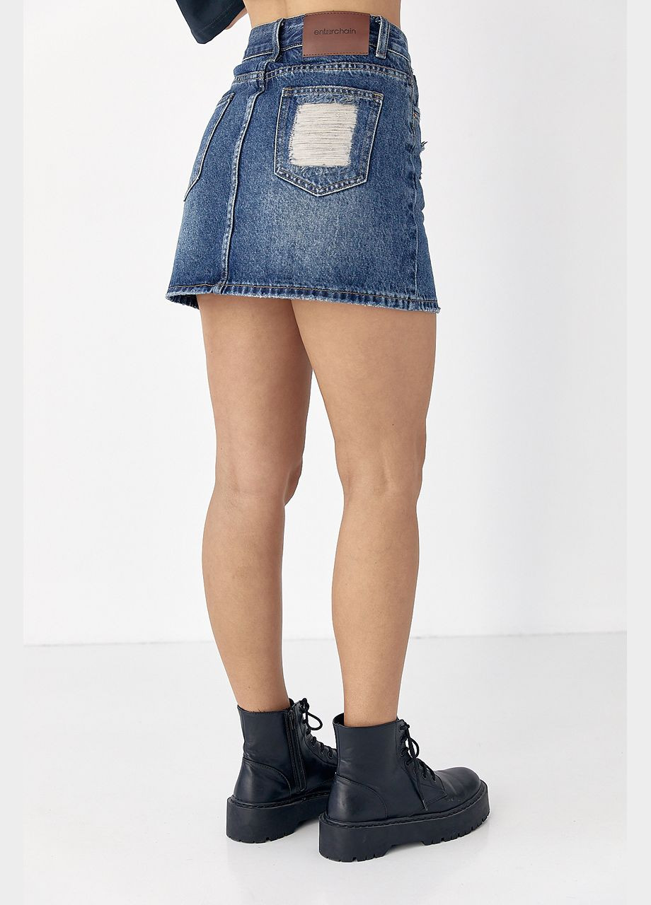 Міні-спідниця джинсова з потертостями Lurex (330357650)