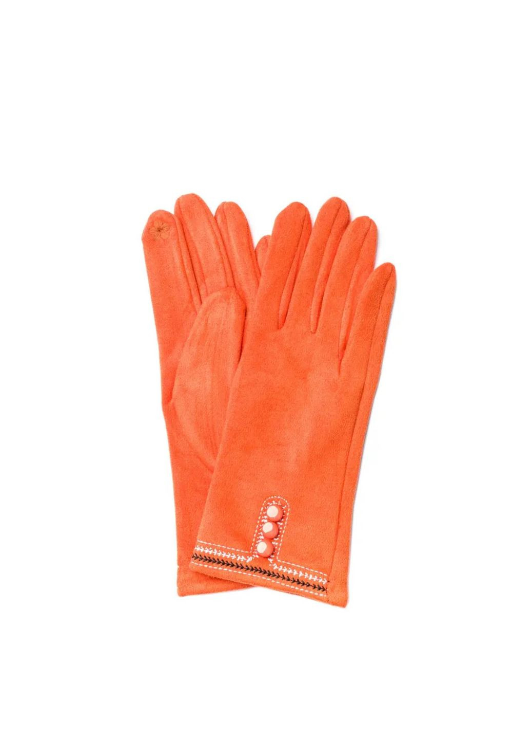 Перчатки Smart Touch женские экозамш оранжевые LuckyLOOK 688-606 (290278149)