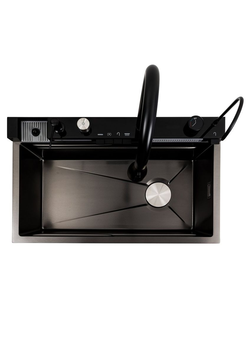 Кухонная мойка 75*45М PVD черная Handmade "Водопад" Platinum (336936515)