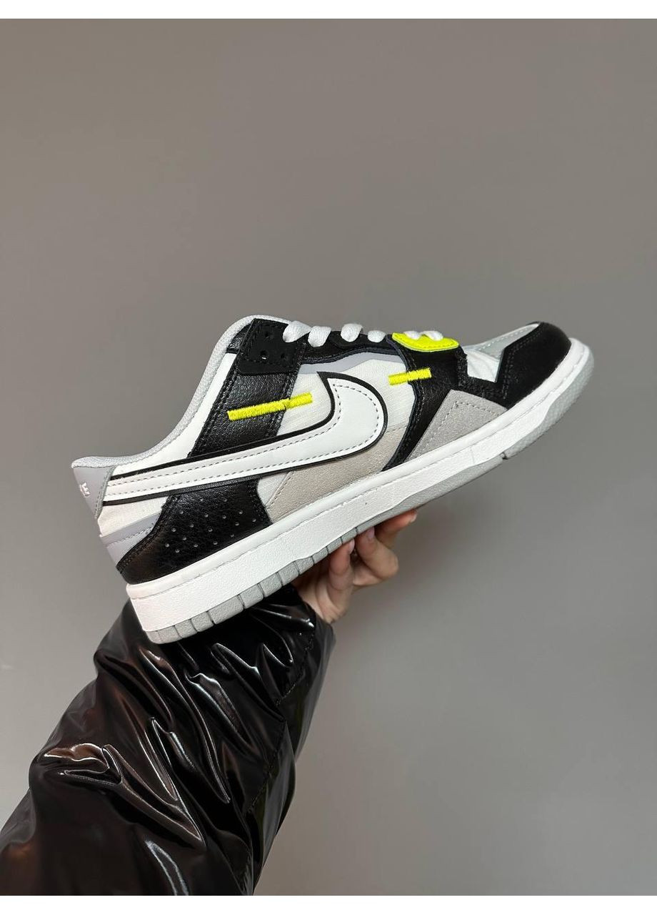 Серые демисезонные кроссовки мужские nike sb dunk low scrap wolf grey light lemon найк сб данк No Brand