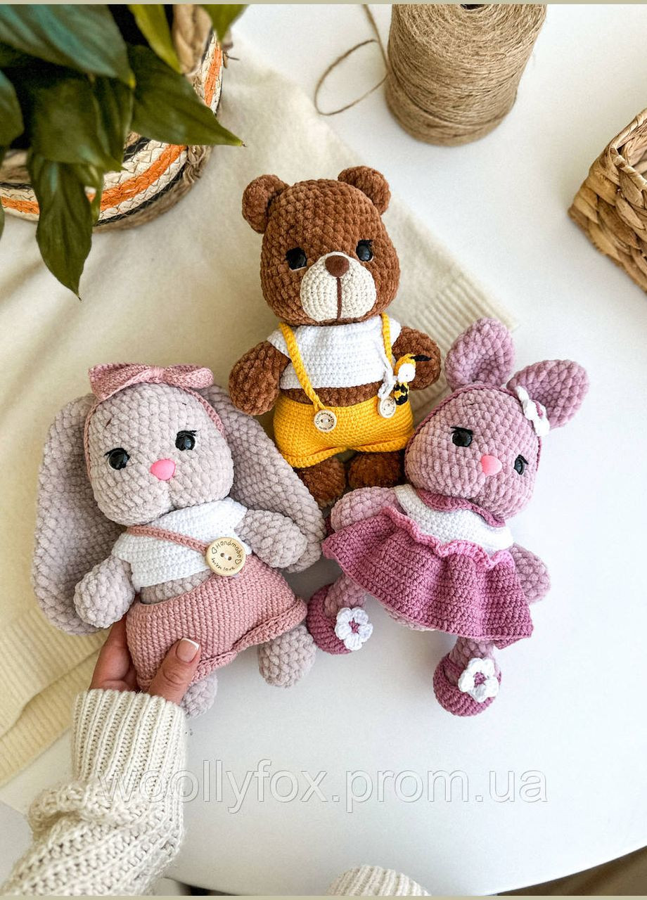 Плюшевий зайчик в сарафані 22 см., амігурумі іграшка з плюшу No Brand (352474108)