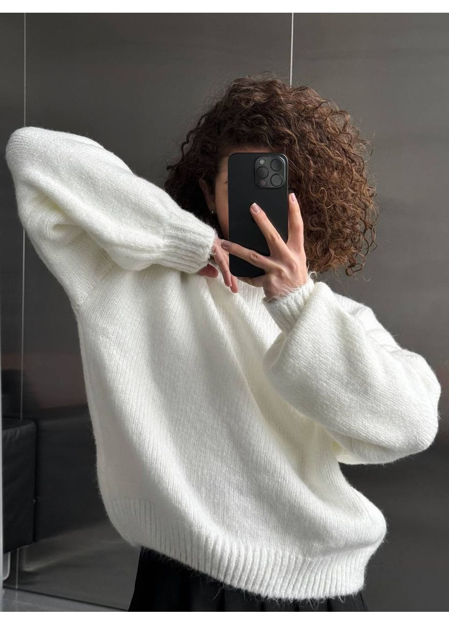 Молочний демісезонний светр універсальний з машинною в’язкою (туреччина) — заміри в описі DK/DL Мода без кордонів