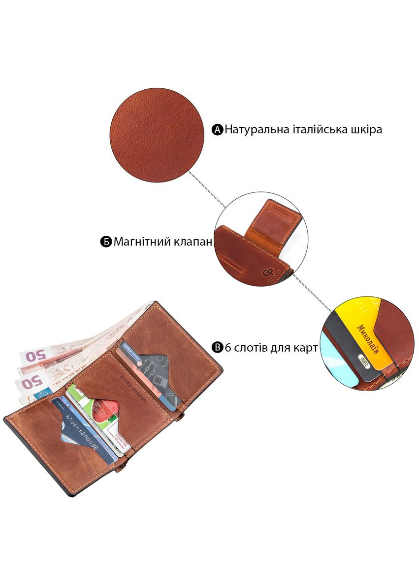 Портмоне унисекс с магнитом кожаное коричневое (sku_11205) No Brand (327819776)
