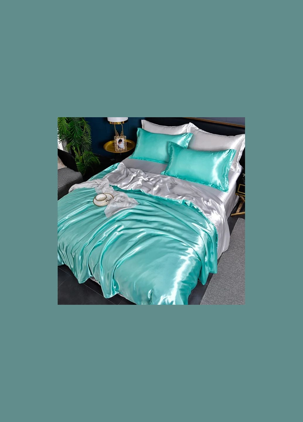 Атласне Біло-Блаките напівторна постільна білизна 145*210 Moka textile (308071578)