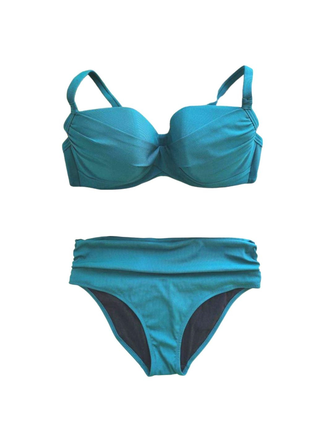 Зелений роздільний купальник формована чашка на каркасах та високі плавки з широким бочком смарагдовий kelly bsk - 040 Toccata