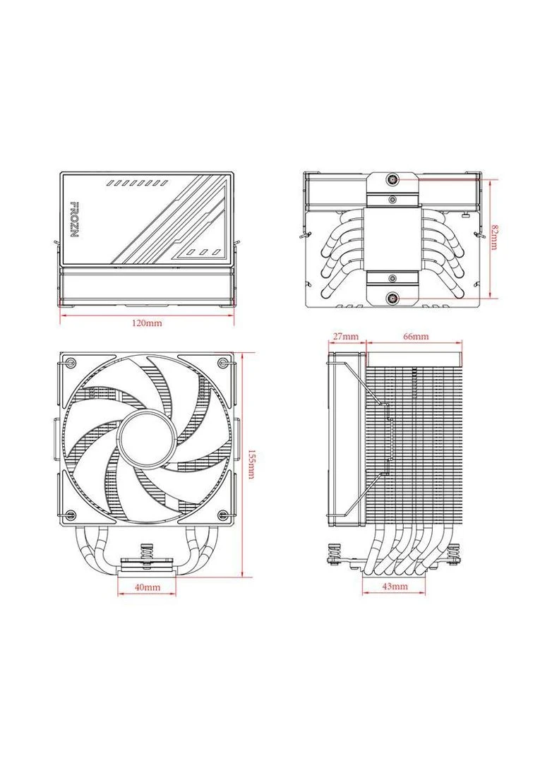 Кулер процессорный Frozn A610 ARGB, 120 мм, 250 W TDP ID-Cooling (354736010)