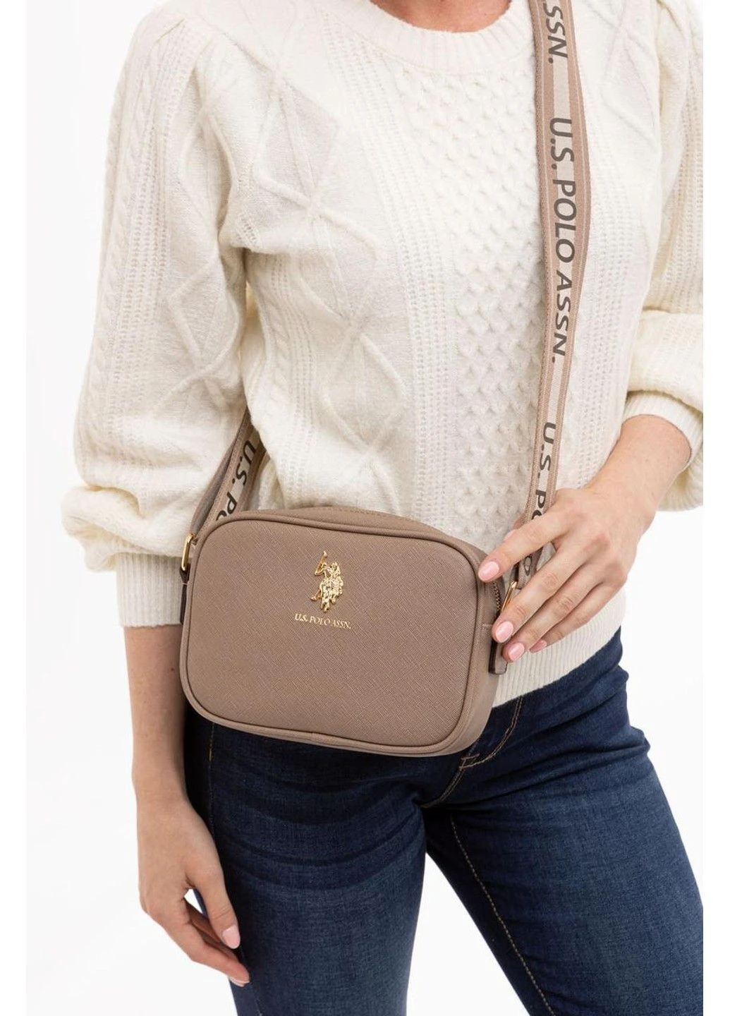 Сумка крос-боді U.S. POLO ASSN. бежева U.S. Polo Assn. (402546220)