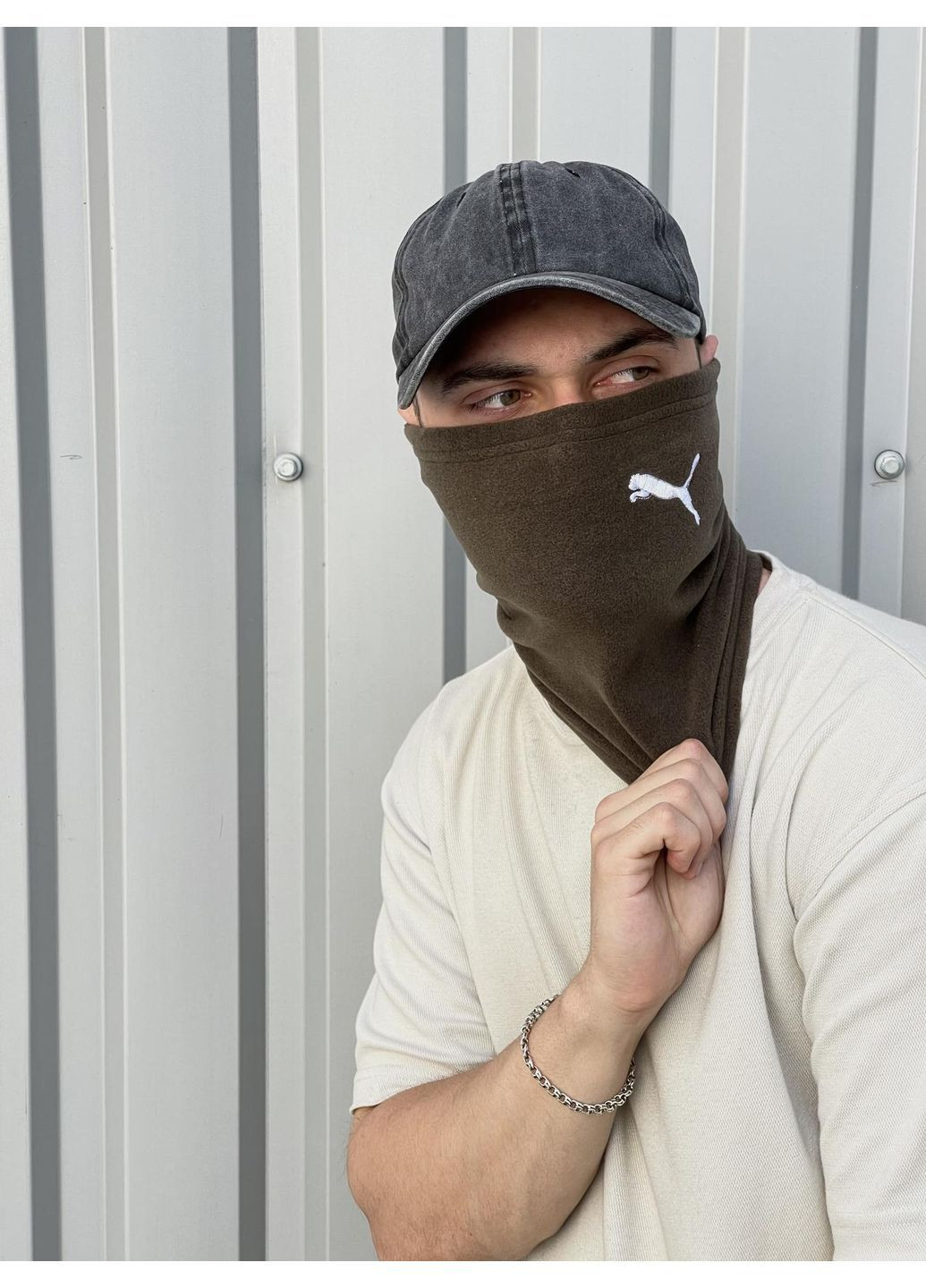 Бафф флісовий з вишитим логотипом хакі No Brand Класичний баф (369920529)