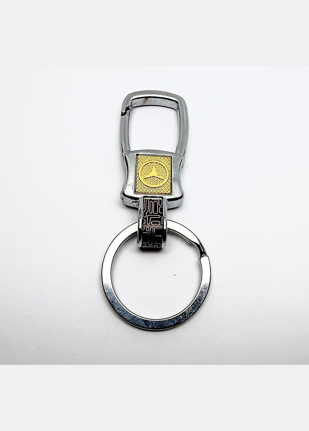 Брелок автомобильный Mercedes Кольцо карабин Мерседес для ключей Полистый золотистый 5.3 см x 2.2 см Finding (341384266)