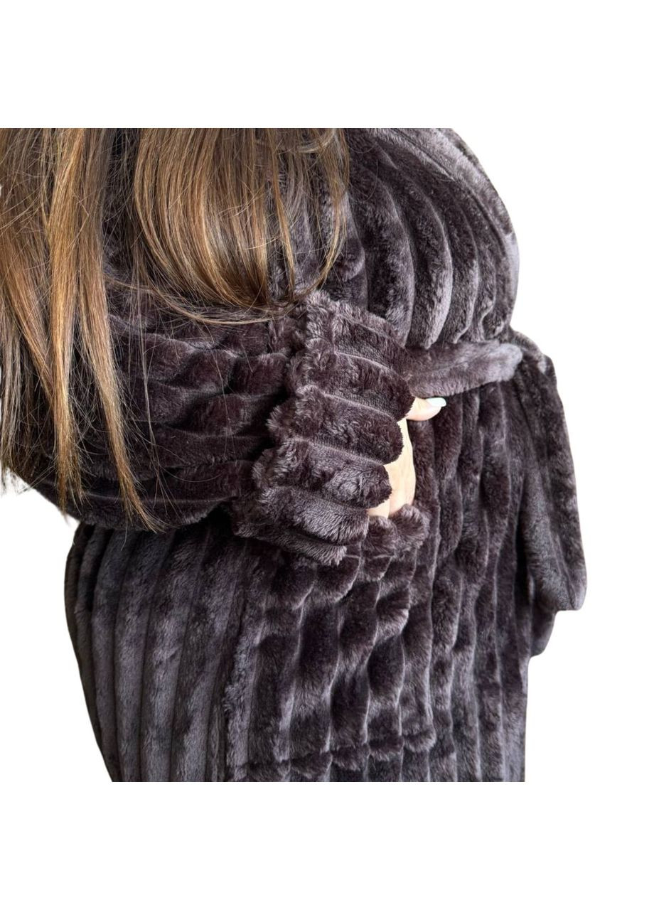 Халат унисекс Шарпей плюшевый 58-60 р темно-коричневый HS3 Ananasko (355873179)