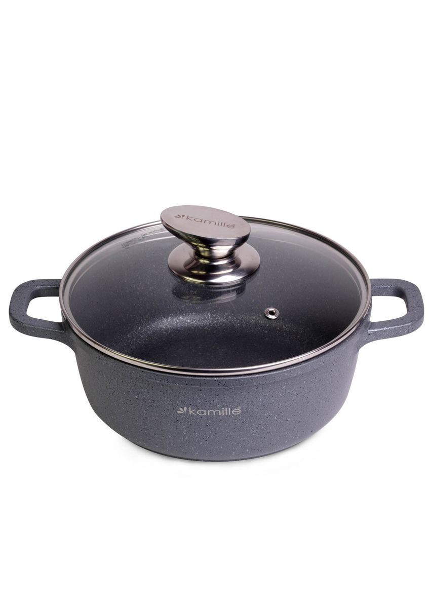 Каструля з кришкою 2.3 л з литого алюмінію з антипригарним покриттям і для індукції і газу KM-4424 Kamille (371898393)