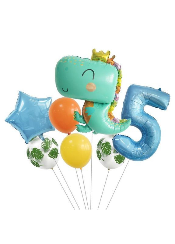 Набор 10 шаров с цифрой по выбору Огненный ребенок Голубой и мята No Brand (360559772)