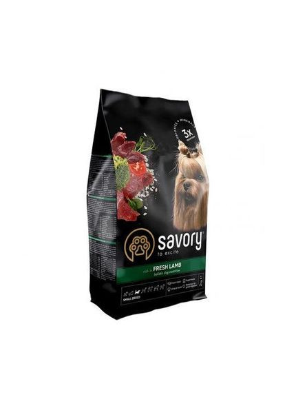 Сухий корм для собак гурманів малих порід, зі свіжим ягням, 3 кг Savory (322874494)