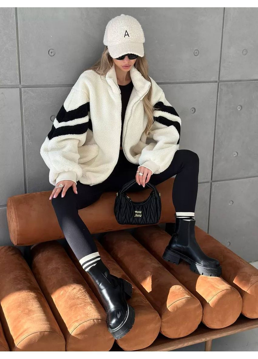 Молочна демісезонна куртка-бомбер унісекс букле на підкладці,манжет рібана,туреччина! Україна