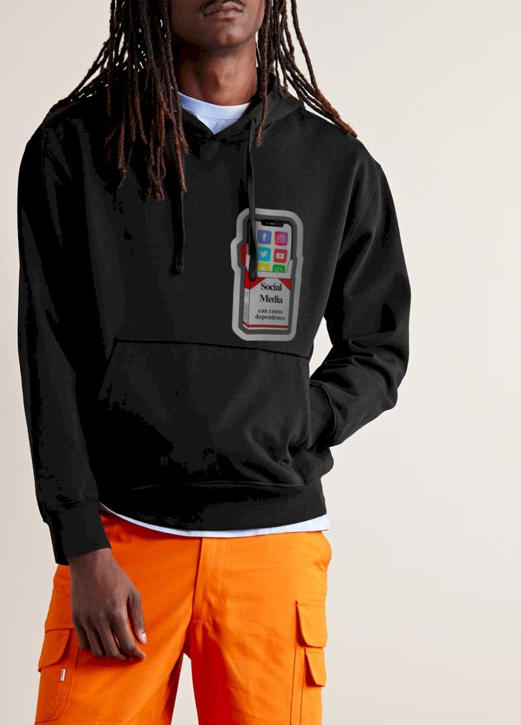 Черный худи мужская черная с флисом YAPPI рисунок (305003966)