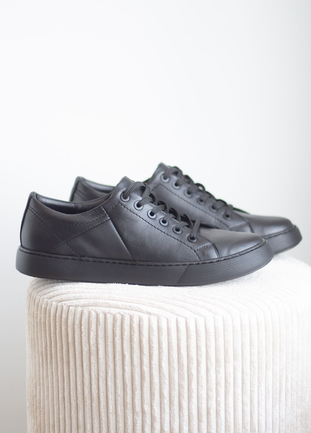 Чорні кеди чоловічі з натуральної шкіри No Brand 5316