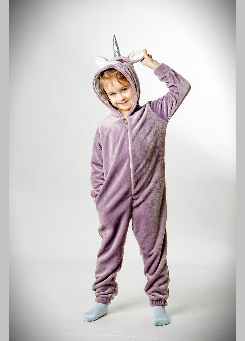 Дитяче кігурумі піжама, костюм для дому «Лавандовий Єдиноріг» із велсофту No Brand (324433162)