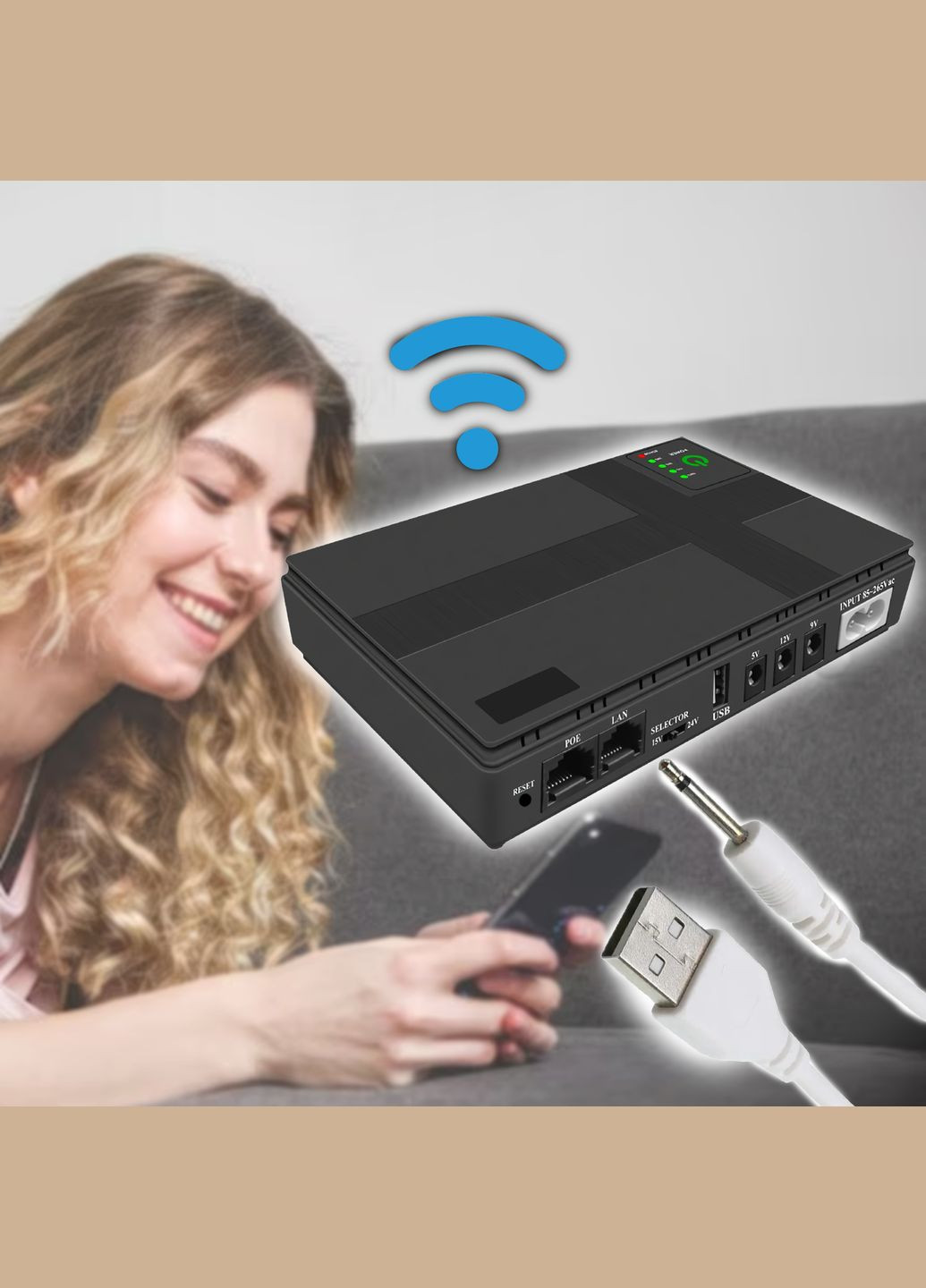 Джерело безперебійного живлення для роутеру mini-UPS DC1018P WI-Fi 12V / 9V / 5v 10 400 mAh Чорний No Brand (334011119)