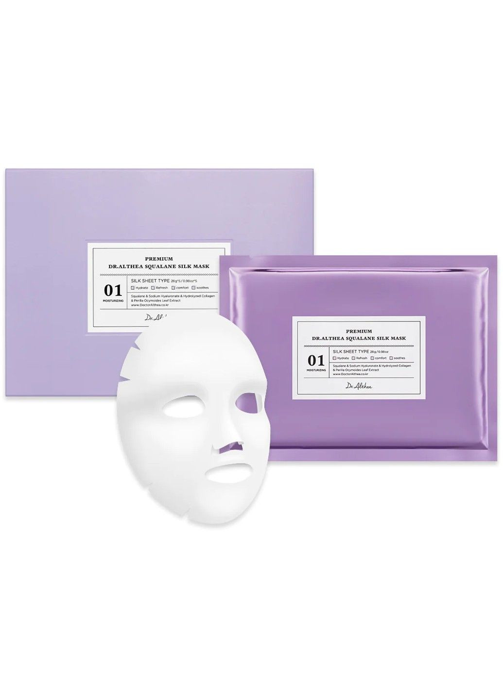 Зволожуюча шовкова преміум-маска для обличчя зі скваланом Premium Squalane Silk Mask Dr. Althea (285813652)