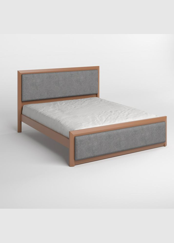 Полуторне дерев'яне ліжко Барселона Б4 (RAL8025)/Аляска 93 (Сірий) 120х200 см (MBG-13985) Mebigrand (366087042)