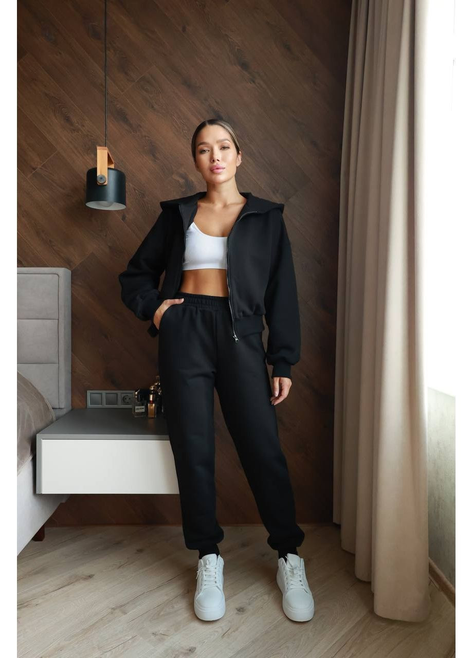 Жіночий спортивний костюм двійка на флісе бежевий No Brand (362045741)