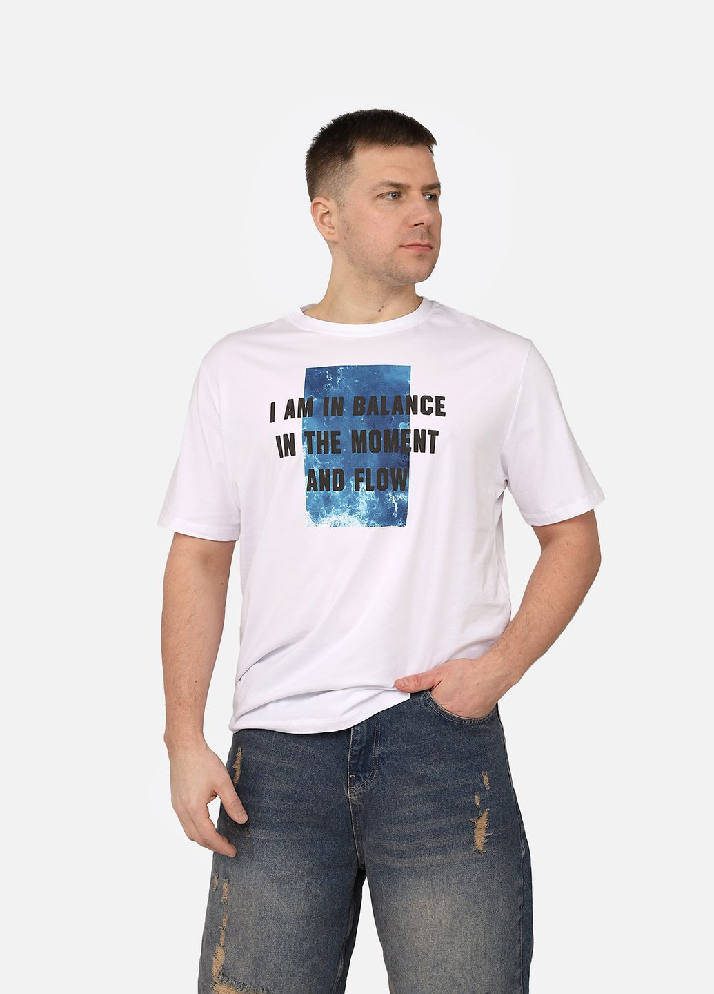 Белая футболка с коротким рукавом мужская цвет белый cb-00270062 Yuki