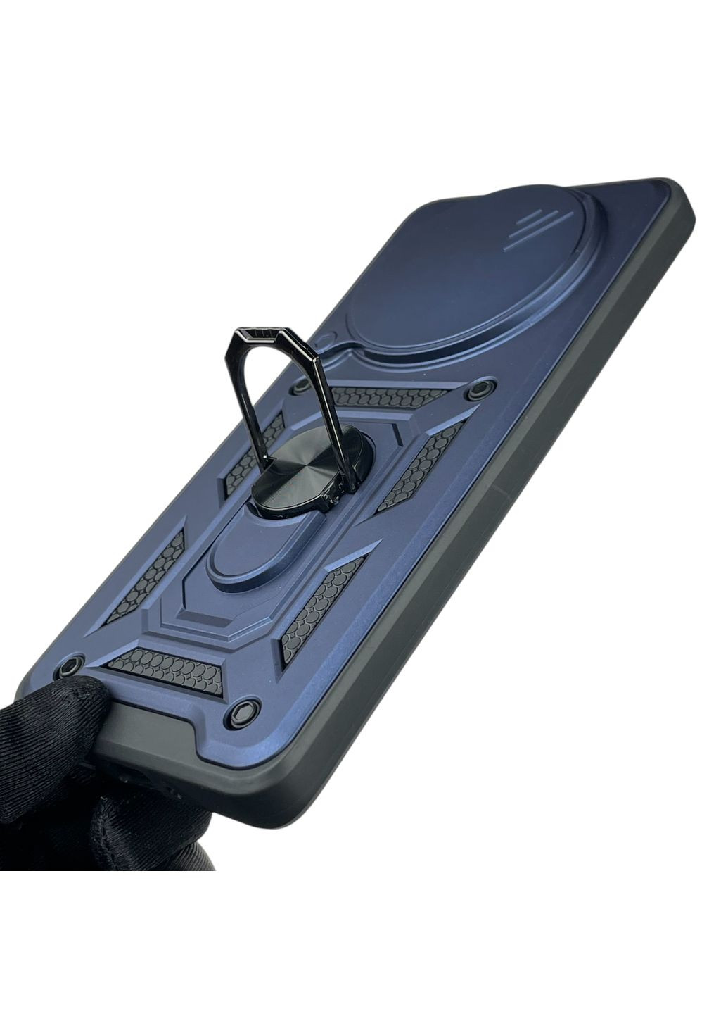 Чехол для Redmi Note 14 Pro 5G бронированный с кольцом шторкой на сяоми редми нот 14 про 5г тёмно-синий rg1 Xiaomi (366236684)