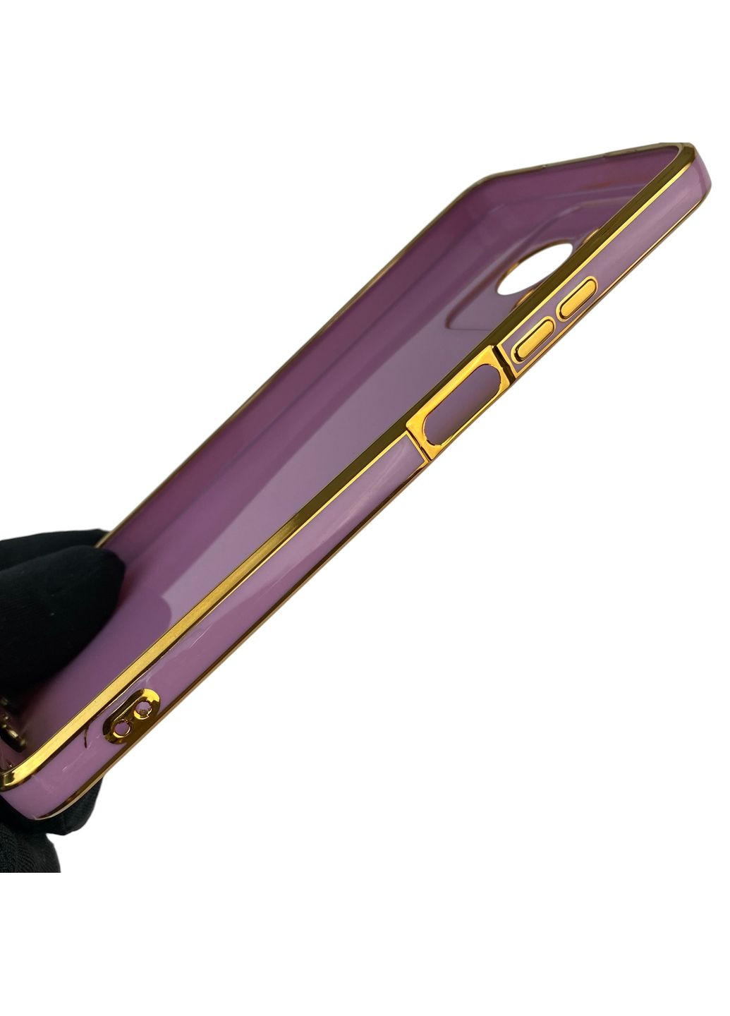 Чохол для C53 глянцевий із захистом камери із золотою окантовкою на реалмі с53 чорничний gs1 Realme (366232797)