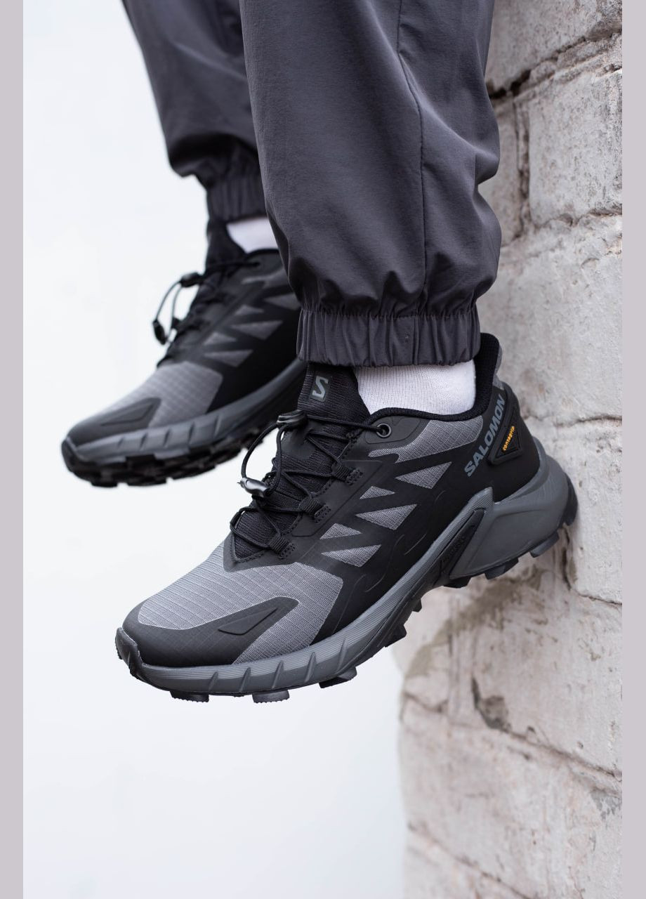 Сірі чоловічі кросівки водовідштовхуючі salomon supercross 4 gore-tex termo gray black No Brand