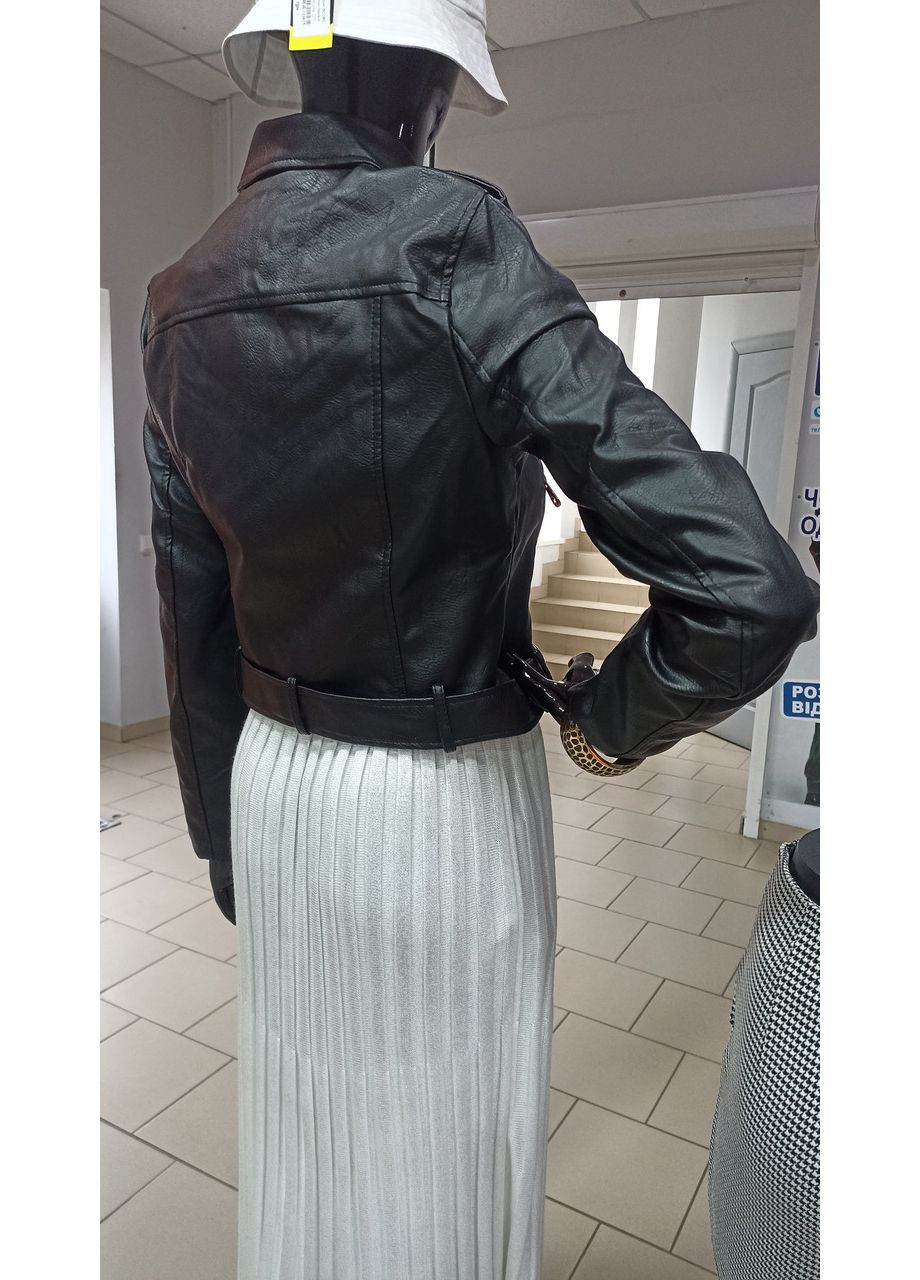 Чорна куртка жіноча косуха екошкіра на замку з поясом xl чорна No Brand