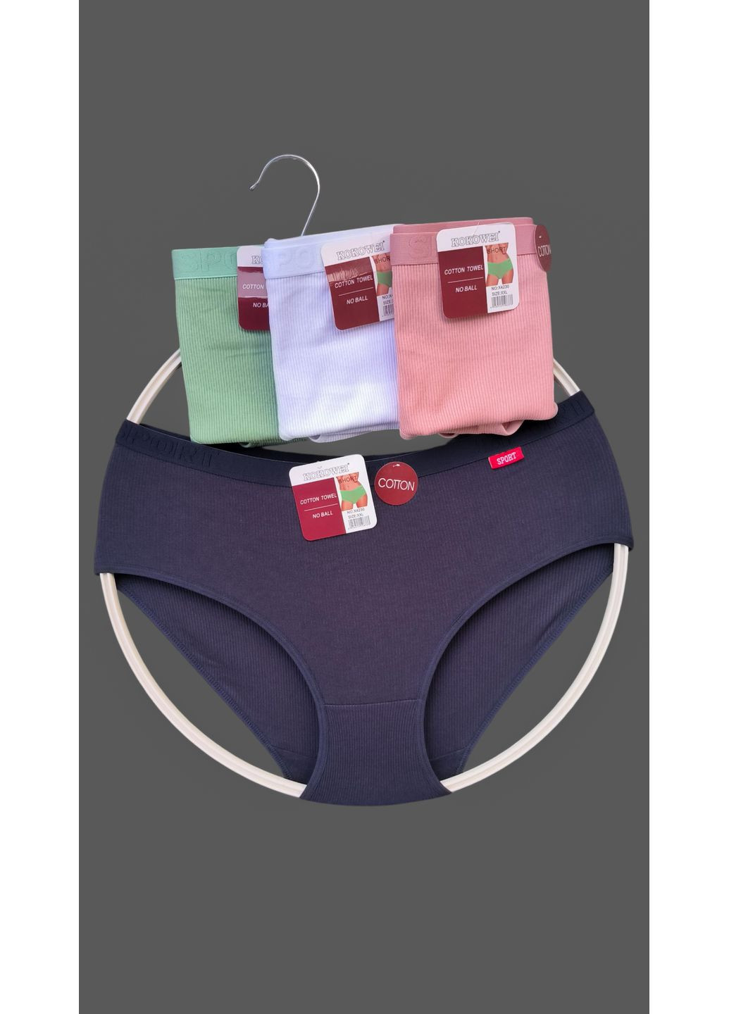 Набір 4 шт бавовняні трусики сліпи в рубчик висока посадка Kokowei (360949591)