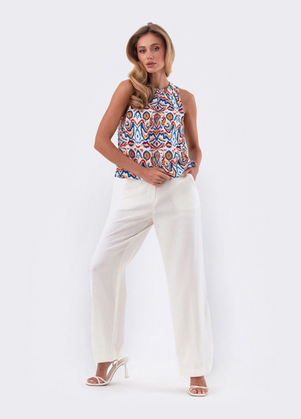 молочный костюм с принтованной блузкой Dressa (297949184)