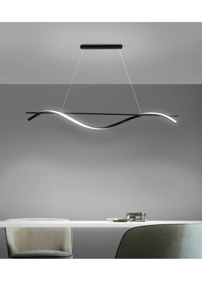 Люстра светодиодная подвесная LED светильник для квартиры на потолок лэд 27074 Черный 30-160х10х100 см. Sunnysky (335975107)